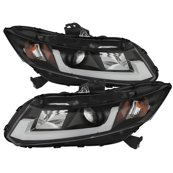 Spyder 12-14 Honda Civic (Excl. 2014 Coupe) Projector Headlights Lgtbr DRL Black PRO-YD-HC12-DRL-BK - Bull Strap