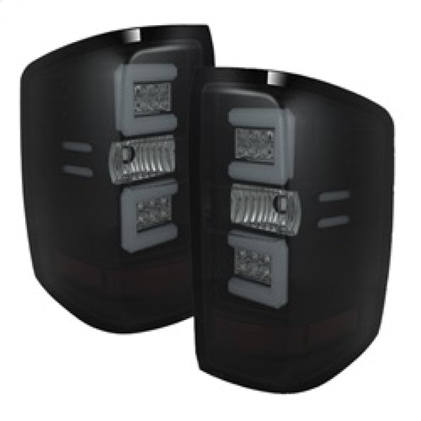 Spyder 14-18 Chevy 1500 / 15-19 GMC 3500 Dually / Bar LED Tail Lights Blk Smke ALT-YD-CS14-LBLED-BSM - Bull Strap