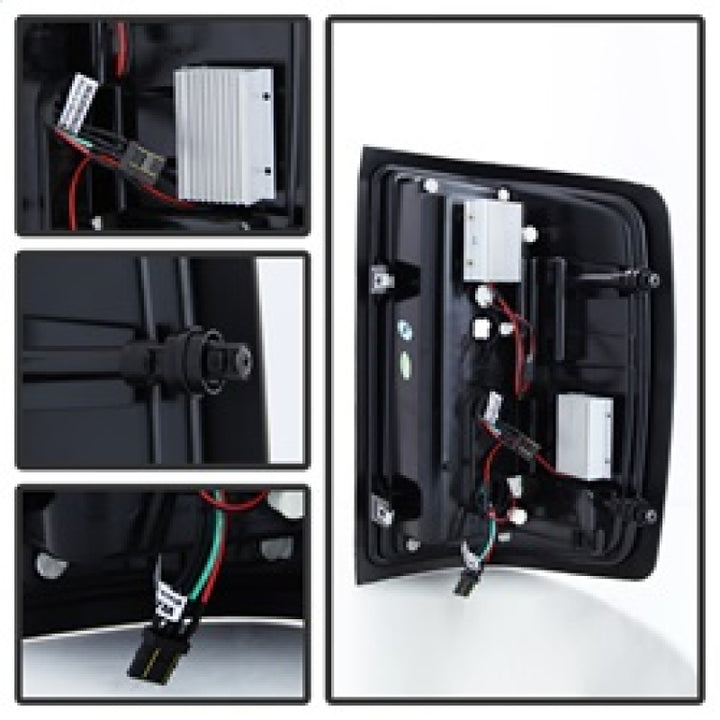 Spyder 14-18 Chevy 1500 / 15-19 GMC 3500 Dually / Bar LED Tail Lights Blk Smke ALT-YD-CS14-LBLED-BSM - Bull Strap
