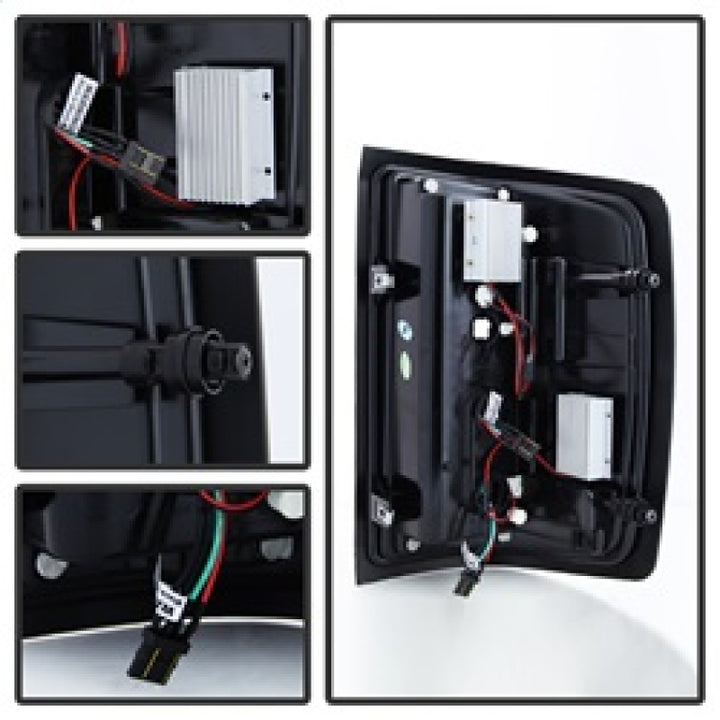 Spyder 14-18 Chevy 1500 / 15-19 GMC 3500 Dually / Bar LED Tail Lights Blk Smke ALT-YD-CS14-LBLED-BSM - Bull Strap