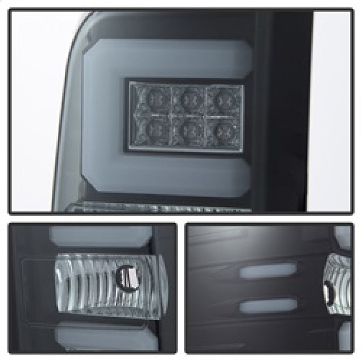 Spyder 14-18 Chevy 1500 / 15-19 GMC 3500 Dually / Bar LED Tail Lights Blk Smke ALT-YD-CS14-LBLED-BSM - Bull Strap
