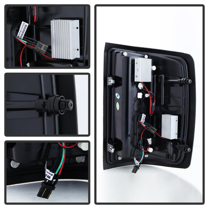 Spyder 14-18 Chevy 1500 / 15-19 GMC 3500 Dually / Bar LED Tail Lights Blk Smke ALT-YD-CS14-LBLED-BSM - Bull Strap