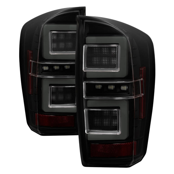 Spyder 16-17 Toyota Tacoma LED Tail Lights - Black Smoke (ALT-YD-TT16-LED-BSM) - Bull Strap