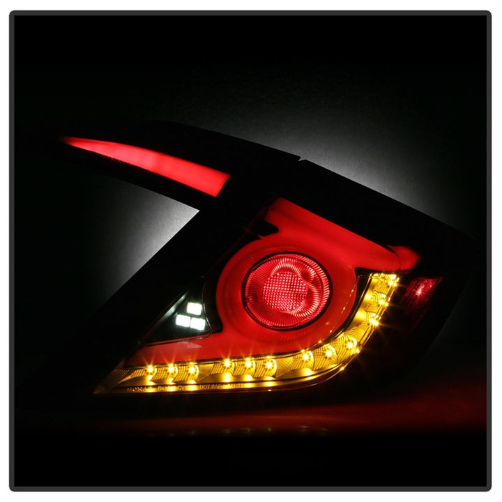 Spyder 16-18 Honda Civic 4 Door Light Bar LED Tail Lights - Black Smoke (ALT-YD-HC164D-LB-BSM) - Bull Strap