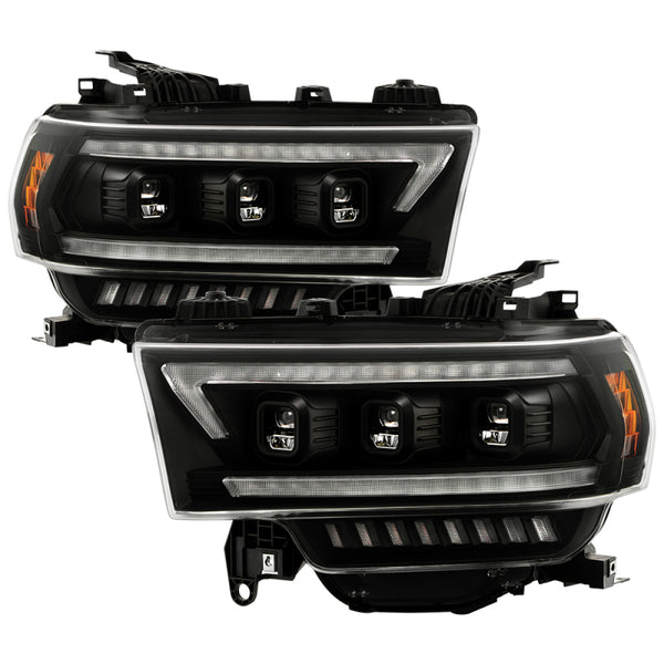 Spyder 19-22 Dodge Ram 2500/3500 (Halogen Model Only) Proj. Headlights (PRO-YD-DR19HDHALAP-SEQ-BK) - Bull Strap