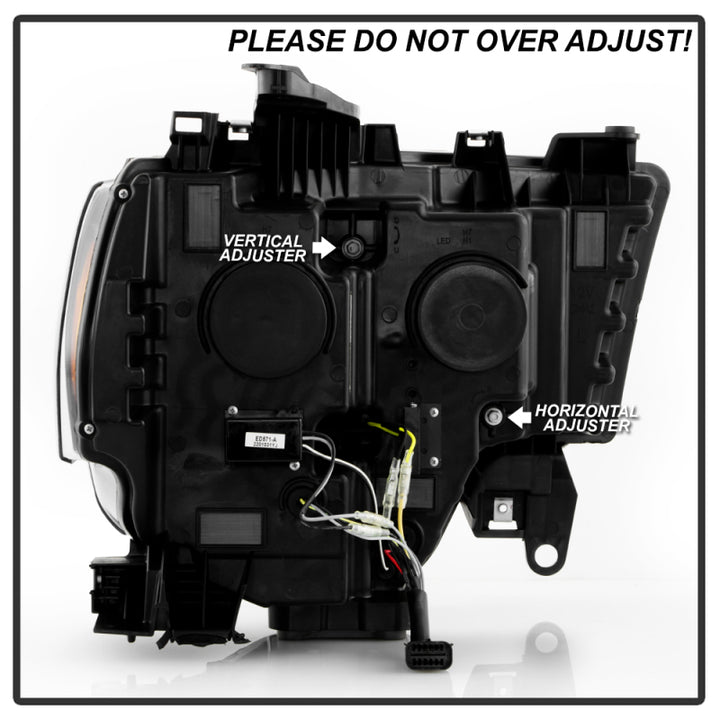 Spyder 19-22 Dodge Ram 2500/3500 (Halogen Model Only) Proj. Headlights (PRO-YD-DR19HDHALAP-SEQ-BK) - Bull Strap