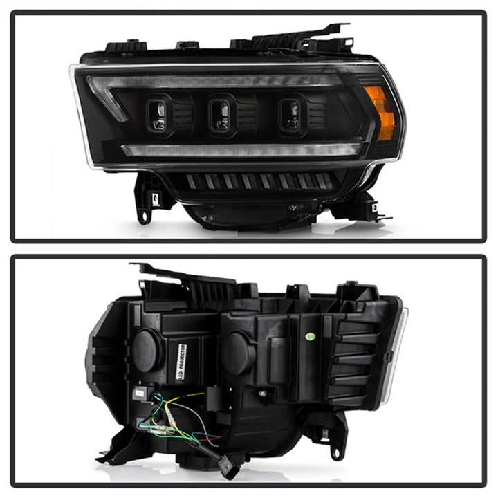 Spyder 19-22 Dodge Ram 2500/3500 (Halogen Model Only) Proj. Headlights (PRO-YD-DR19HDHALAP-SEQ-BK) - Bull Strap