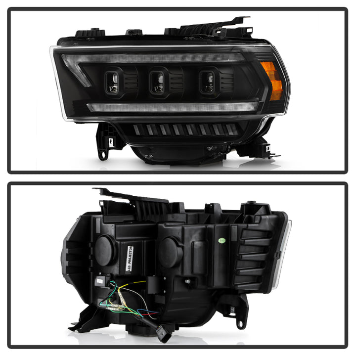 Spyder 19-22 Dodge Ram 2500/3500 (Halogen Model Only) Proj. Headlights (PRO-YD-DR19HDHALAP-SEQ-BK) - Bull Strap