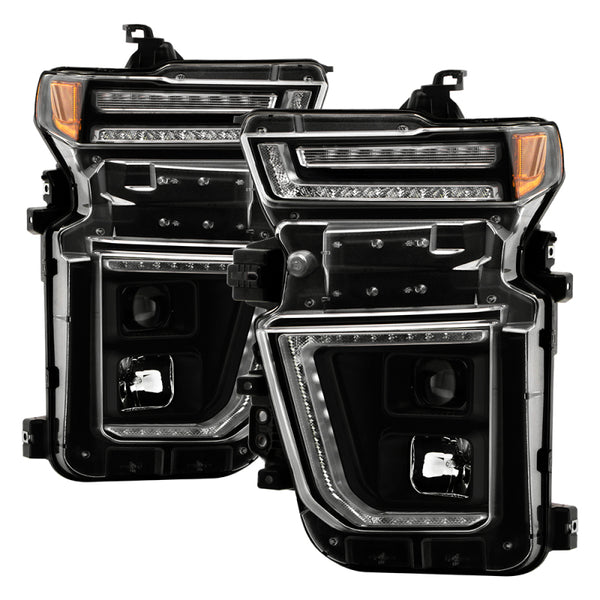 Spyder 20-23 Chevy Silverado 2500/3500 Proj Headlights - LED DRL - Black PRO-YD-CSHD20SI-SEQ-BK - Bull Strap