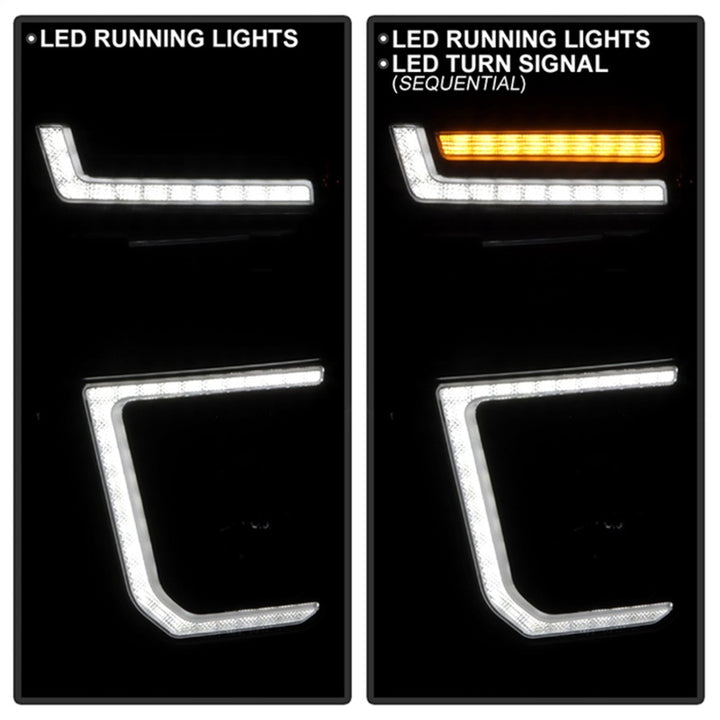 Spyder 20-23 Chevy Silverado 2500/3500 Proj Headlights - LED DRL - Black PRO-YD-CSHD20SI-SEQ-BK - Bull Strap