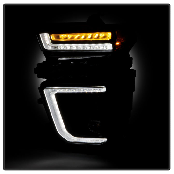 Spyder 20-23 Chevy Silverado 2500/3500 Proj Headlights - LED DRL - Black PRO-YD-CSHD20SI-SEQ-BK - Bull Strap