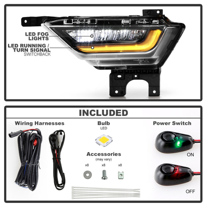 Spyder 21-23 Ford F150 w/ Turn Signal OEM Style Full LED Fog Lights w/ Switch FL-FF1502021-LED-T-C - Bull Strap