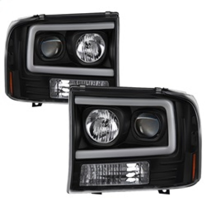 Spyder 99-04 Ford F250 Super Duty Projector Headlights - Light Bar - Black PRO-YD-FF25099V2-LB-BK - Bull Strap