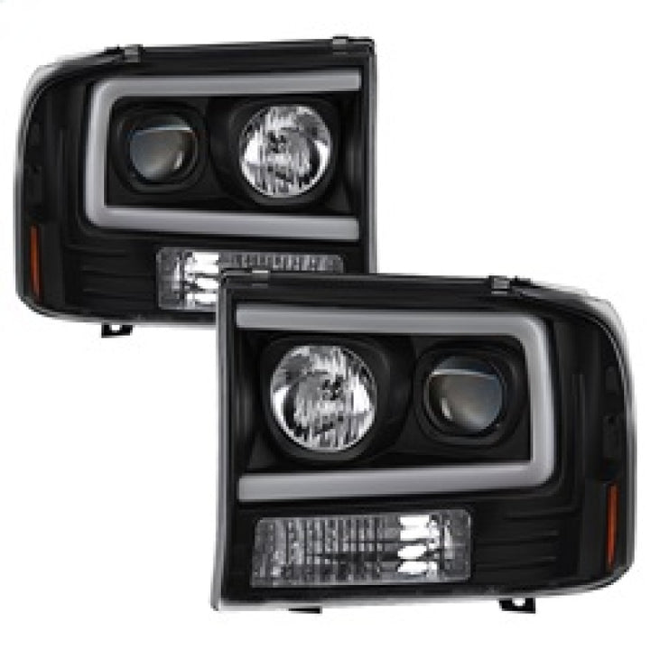 Spyder 99-04 Ford F250 Super Duty Projector Headlights - Light Bar - Black PRO-YD-FF25099V2-LB-BK - Bull Strap