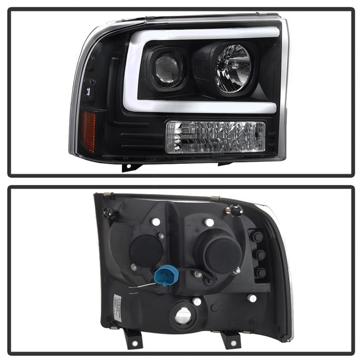 Spyder 99-04 Ford F250 Super Duty Projector Headlights - Light Bar - Black PRO-YD-FF25099V2-LB-BK - Bull Strap