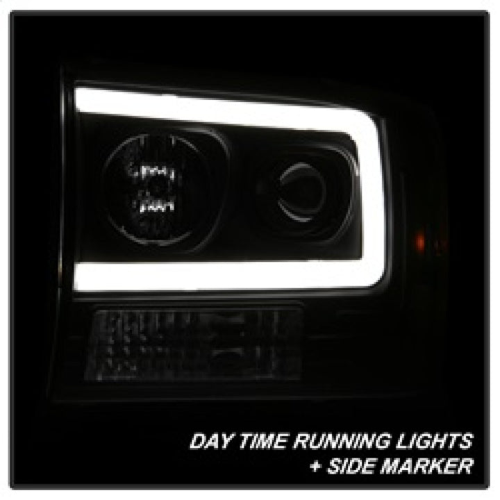Spyder 99-04 Ford F250 Super Duty Projector Headlights - Light Bar - Black PRO-YD-FF25099V2-LB-BK - Bull Strap