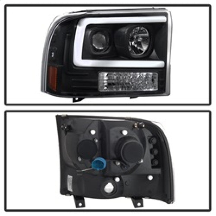 Spyder 99-04 Ford F250 Super Duty Projector Headlights - Light Bar - Black PRO-YD-FF25099V2-LB-BK - Bull Strap
