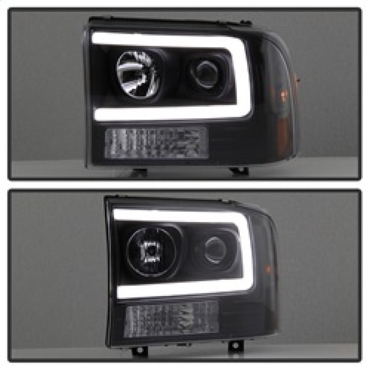 Spyder 99-04 Ford F250 Super Duty Projector Headlights - Light Bar - Black PRO-YD-FF25099V2-LB-BK - Bull Strap