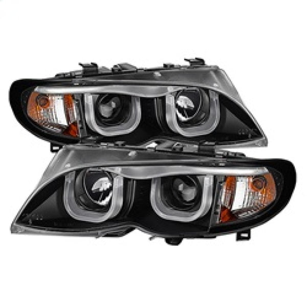 Spyder BMW E46 3-Series 02-05 4DR Projector Headlights 1PC 3D Halo Blk PRO-YD-BMWE4602-4D-3DDRL-BK - Bull Strap