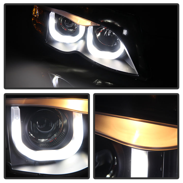 Spyder BMW E46 3-Series 02-05 4DR Projector Headlights 1PC 3D Halo Blk PRO-YD-BMWE4602-4D-3DDRL-BK - Bull Strap
