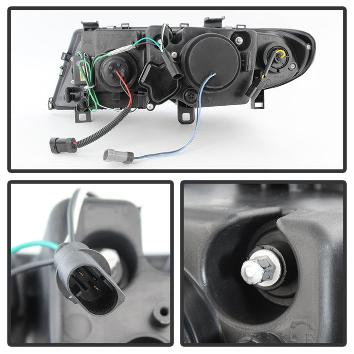 Spyder BMW E46 3-Series 02-05 4DR Projector Headlights 1PC 3D Halo Blk PRO-YD-BMWE4602-4D-3DDRL-BK - Bull Strap