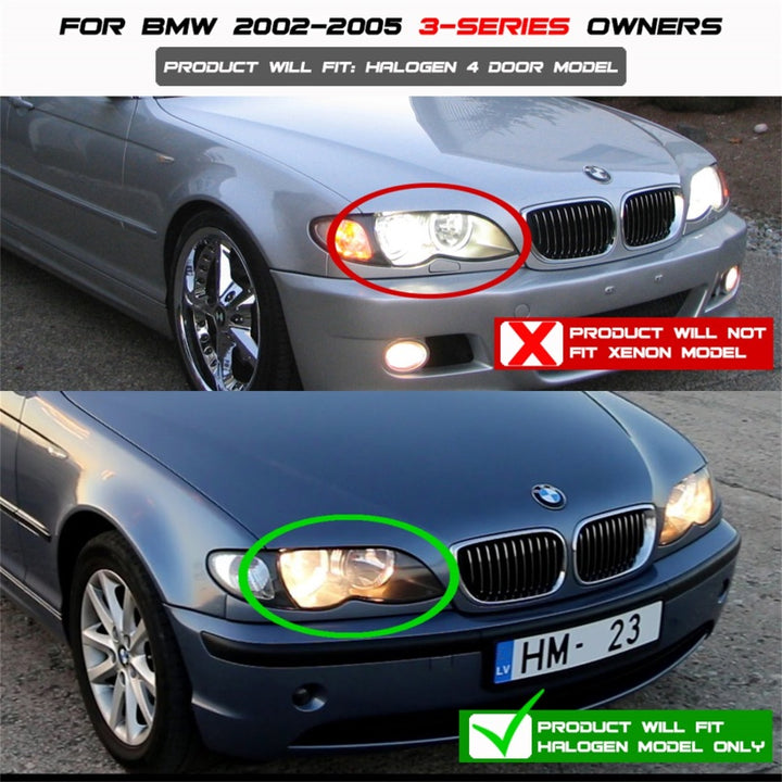 Spyder BMW E46 3-Series 02-05 4DR Projector Headlights 1PC LED Halo Blk PRO-YD-BMWE4602-4D-AM-BK - Bull Strap