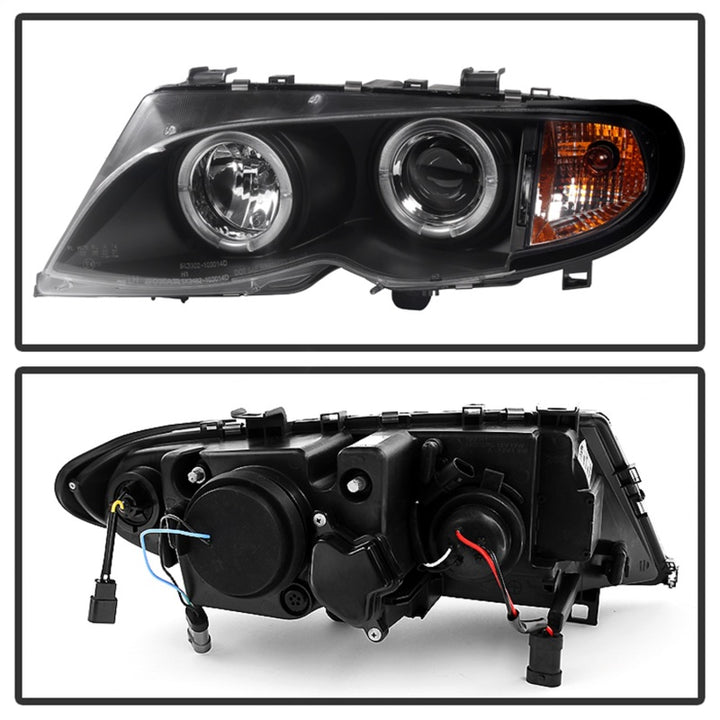 Spyder BMW E46 3-Series 02-05 4DR Projector Headlights 1PC LED Halo Blk PRO-YD-BMWE4602-4D-AM-BK - Bull Strap