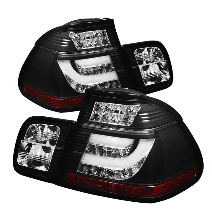 Spyder BMW E46 3-Series 02-05 4Dr Light Bar Style LED Tail Lights Black ALT-YD-BE4602-4D-LBLED-BK - Bull Strap