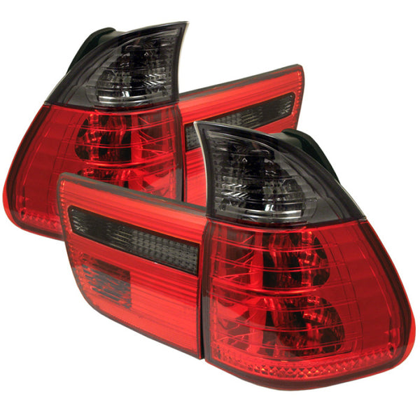 Spyder BMW E53 X5 00-06 4PCS Euro Style Tail Lights- Red Smoke ALT-YD-BE5300-RS - Bull Strap