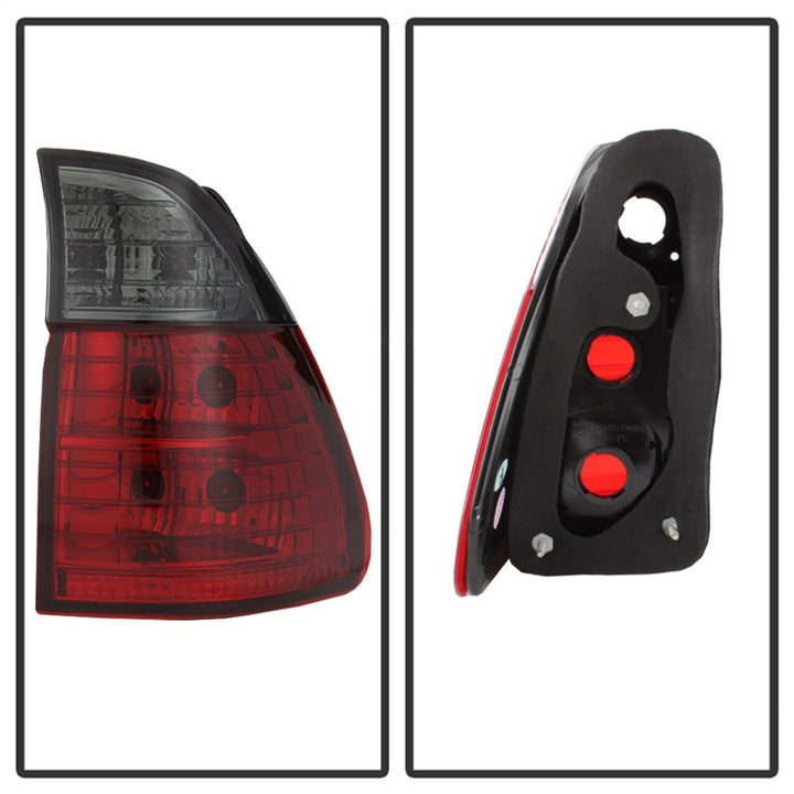 Spyder BMW E53 X5 00-06 4PCS Euro Style Tail Lights- Red Smoke ALT-YD-BE5300-RS - Bull Strap