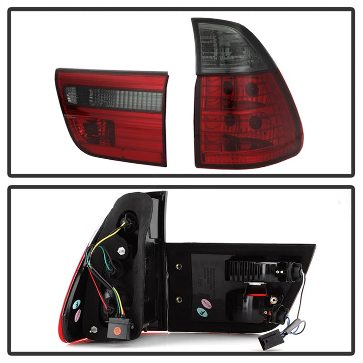 Spyder BMW E53 X5 00-06 4PCS Euro Style Tail Lights- Red Smoke ALT-YD-BE5300-RS - Bull Strap