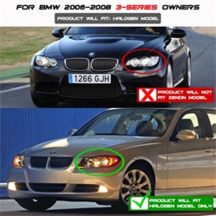 Spyder BMW E90 3-Series 06-08 (4 dr) Proj LED Halo Amber Reflctr Rplc Bulb Smke PRO-YD-BMWE9005-AM-S - Bull Strap