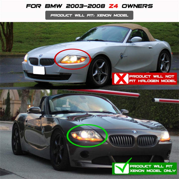Spyder BMW Z4 03-08 Projector Headlights Xenon/HID Model Only - LED Halo Black PRO-YD-BMWZ403-HID-BK - Bull Strap