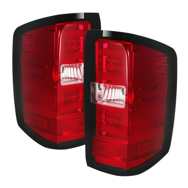 Spyder Chevy 1500 14-16 Light Bar LED Tail Lights Red Clear ALT-YD-CS14-LBLED-RC - Bull Strap