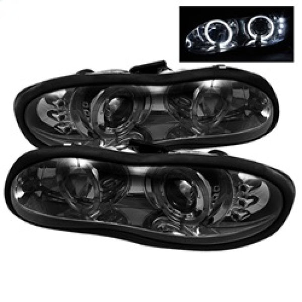 Spyder Chevy Camaro 98-02 Projector Headlights LED Halo LED Smke - Low H1 PRO-YD-CCAM98-HL-SM - Bull Strap
