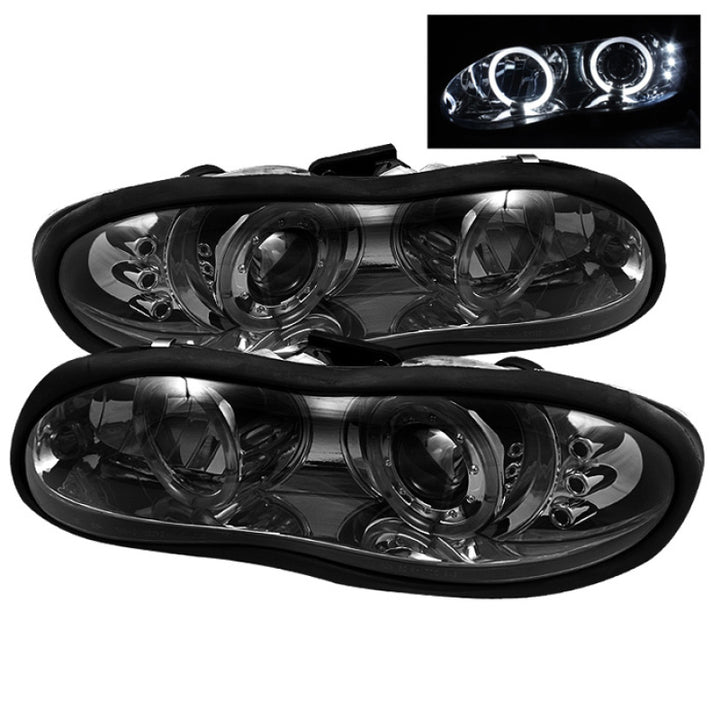 Spyder Chevy Camaro 98-02 Projector Headlights LED Halo LED Smke - Low H1 PRO-YD-CCAM98-HL-SM - Bull Strap