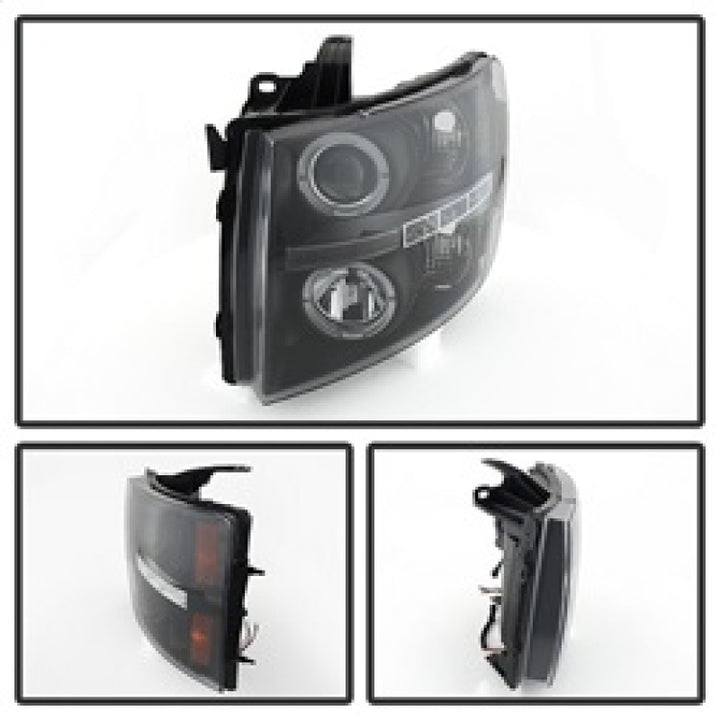Spyder Chevy Silverado 1500 07-13 Projector Headlights LED Halo LED Blk PRO-YD-CS07-HL-BK - Bull Strap