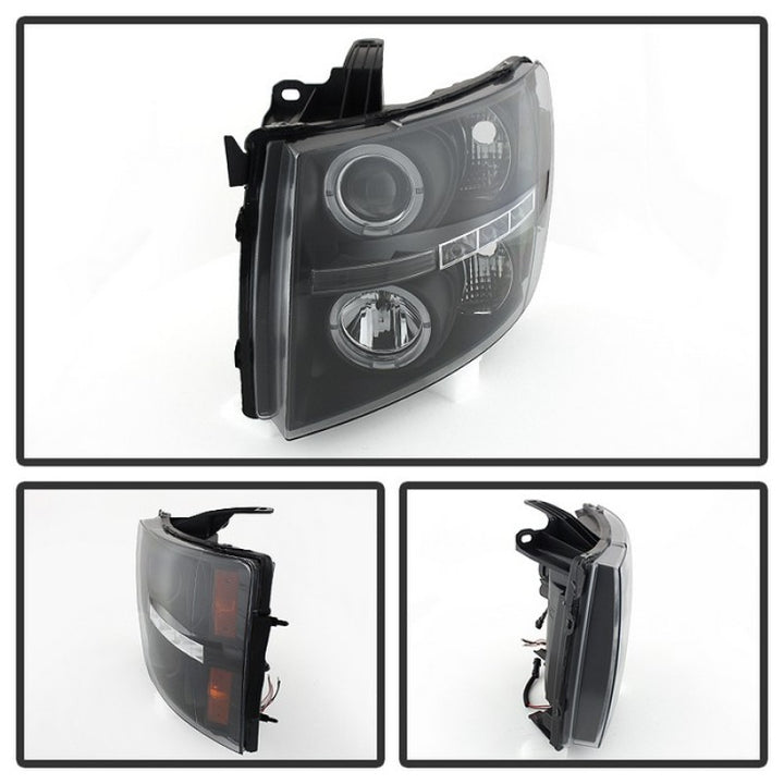 Spyder Chevy Silverado 1500 07-13 Projector Headlights LED Halo LED Blk PRO-YD-CS07-HL-BK - Bull Strap