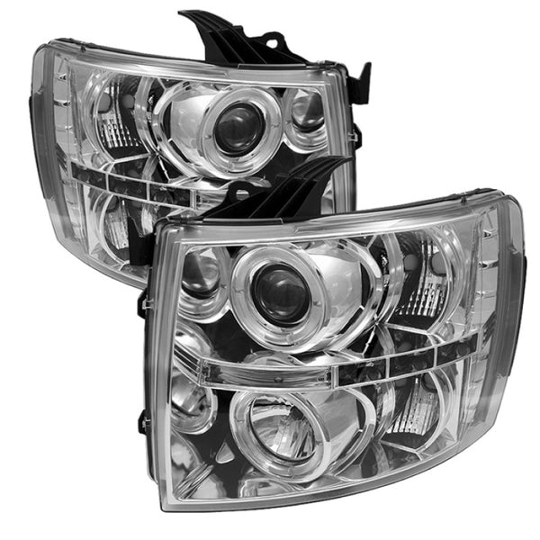 Spyder Chevy Silverado 1500 07-13 Projector Headlights LED Halo LED Chrm PRO-YD-CS07-HL-C - Bull Strap