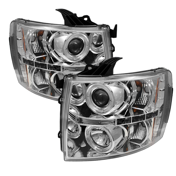 Spyder Chevy Silverado 1500 07-13 Projector Headlights LED Halo LED Chrm PRO-YD-CS07-HL-C - Bull Strap