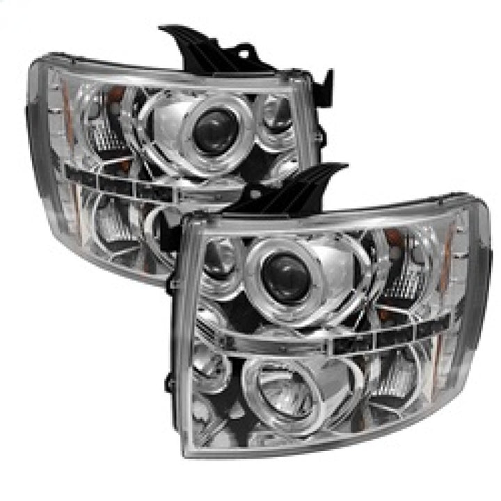 Spyder Chevy Silverado 1500 07-13 Projector Headlights LED Halo LED Chrm PRO-YD-CS07-HL-C - Bull Strap