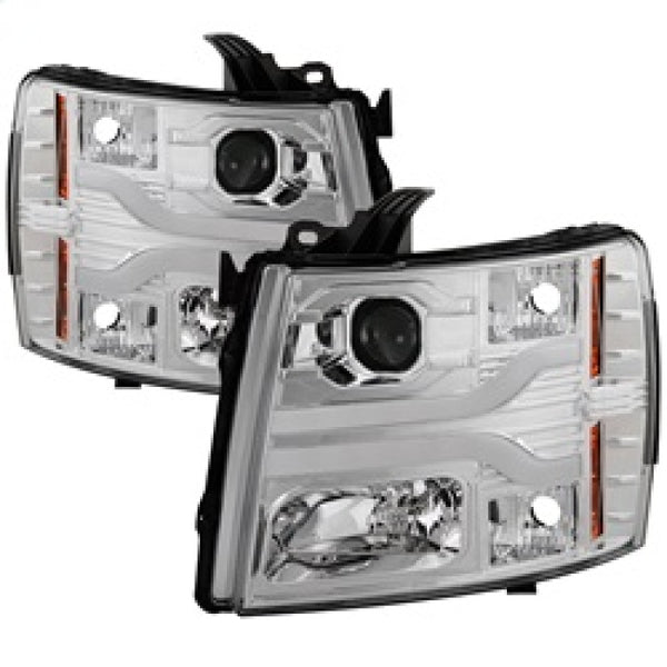 Spyder Chevy Silverado 1500 07-13 Version 3 Projector Headlights - Chrome PRO-YD-CS07V3-LBDRL-C - Bull Strap