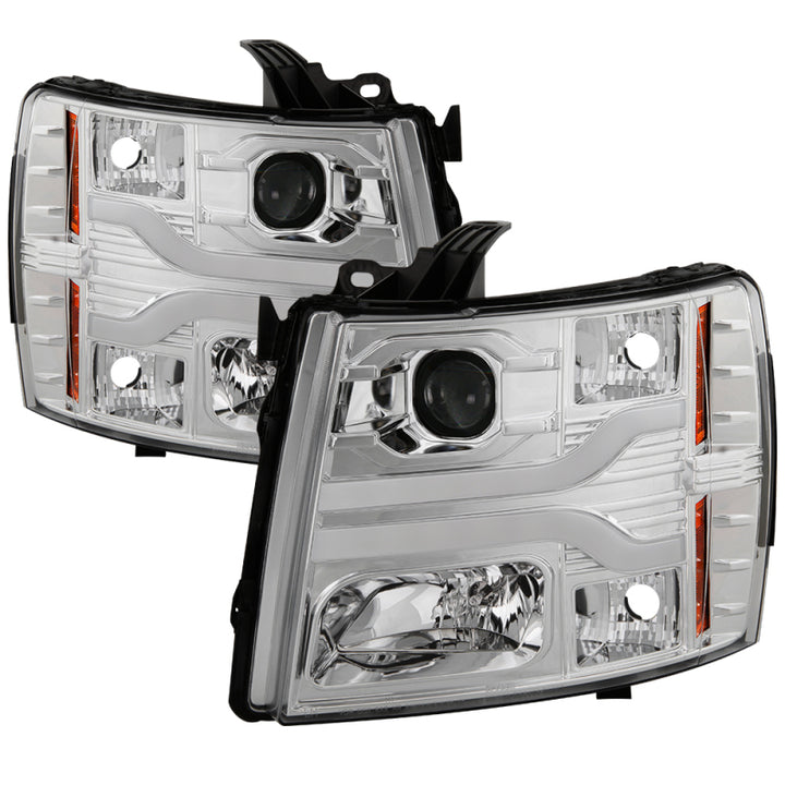 Spyder Chevy Silverado 1500 07-13 Version 3 Projector Headlights - Chrome PRO-YD-CS07V3-LBDRL-C - Bull Strap