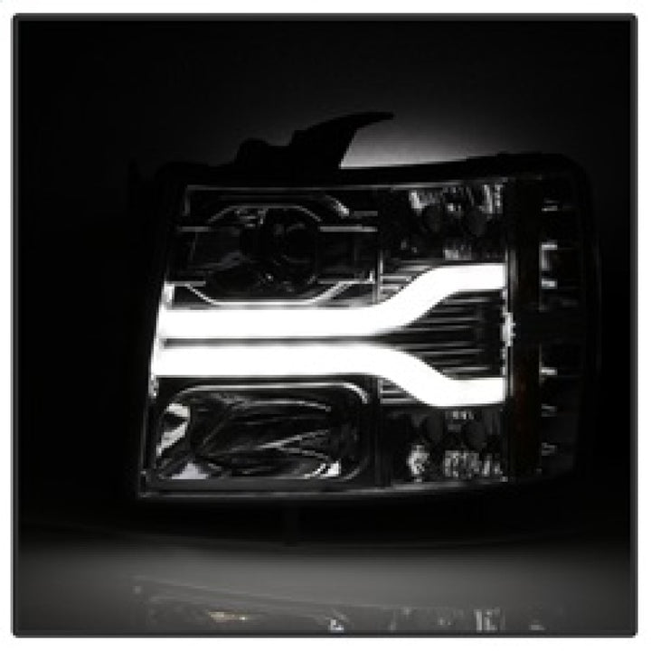 Spyder Chevy Silverado 1500 07-13 Version 3 Projector Headlights - Chrome PRO-YD-CS07V3-LBDRL-C - Bull Strap