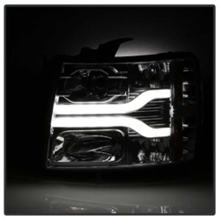 Spyder Chevy Silverado 1500 07-13 Version 3 Projector Headlights - Chrome PRO-YD-CS07V3-LBDRL-C - Bull Strap