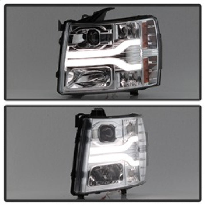 Spyder Chevy Silverado 1500 07-13 Version 3 Projector Headlights - Chrome PRO-YD-CS07V3-LBDRL-C - Bull Strap
