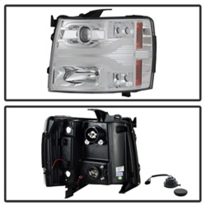 Spyder Chevy Silverado 1500 07-13 Version 3 Projector Headlights - Chrome PRO-YD-CS07V3-LBDRL-C - Bull Strap