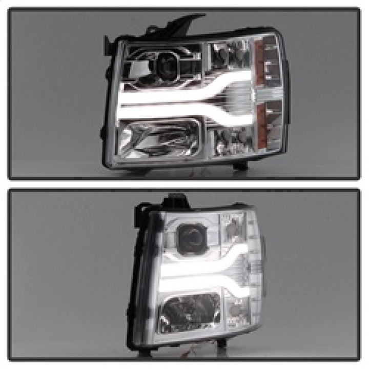 Spyder Chevy Silverado 1500 07-13 Version 3 Projector Headlights - Chrome PRO-YD-CS07V3-LBDRL-C - Bull Strap