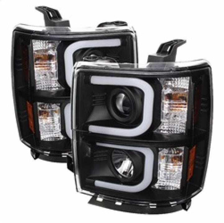 Spyder Chevy Silverado 1500 14-16 Projector Headlights Light Bar DRL Blk PRO-YD-CS14-LBDRL-BK - Bull Strap