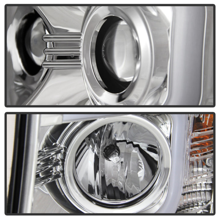 Spyder Chevy Silverado 1500 14-16 Projector Headlights Light Bar DRL Chrm PRO-YD-CS14-LBDRL-C - Bull Strap
